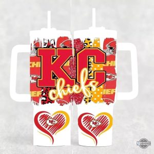 40oz kc chiefs stanley tumbler cup dupe with lid and straw