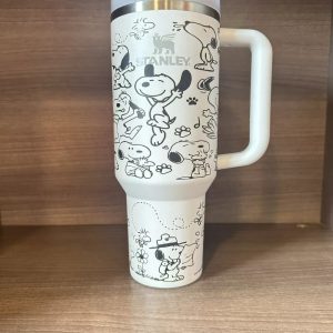 snoopy engraved stanley cup dupe the peanuts 40oz tumbler with handle