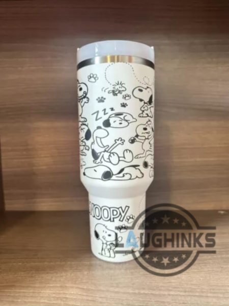 snoopy engraved stanley cup dupe the peanuts 40oz tumbler with handle