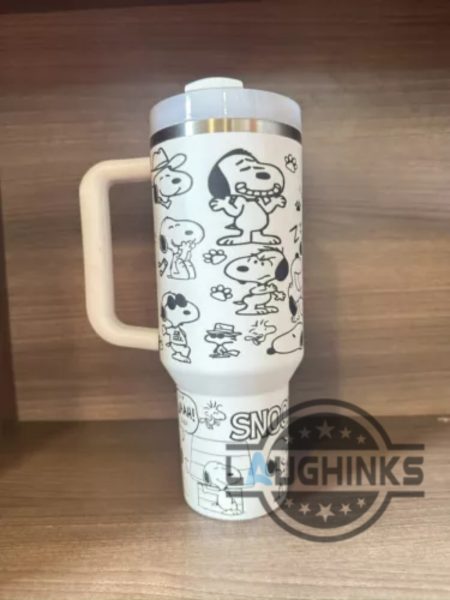 snoopy engraved stanley cup dupe the peanuts 40oz tumbler with handle