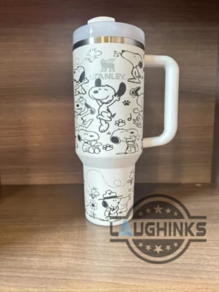 snoopy engraved stanley cup dupe the peanuts 40oz tumbler with handle