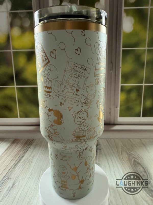 peanuts woodstock charlie brown snoopy valentines engraved stanley cup 40oz dupe laughinks 2