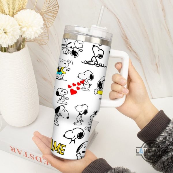 custom snoopy tumbler 40oz peanuts stanley cup dupe