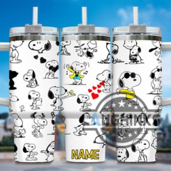 custom snoopy tumbler 40oz peanuts stanley cup dupe