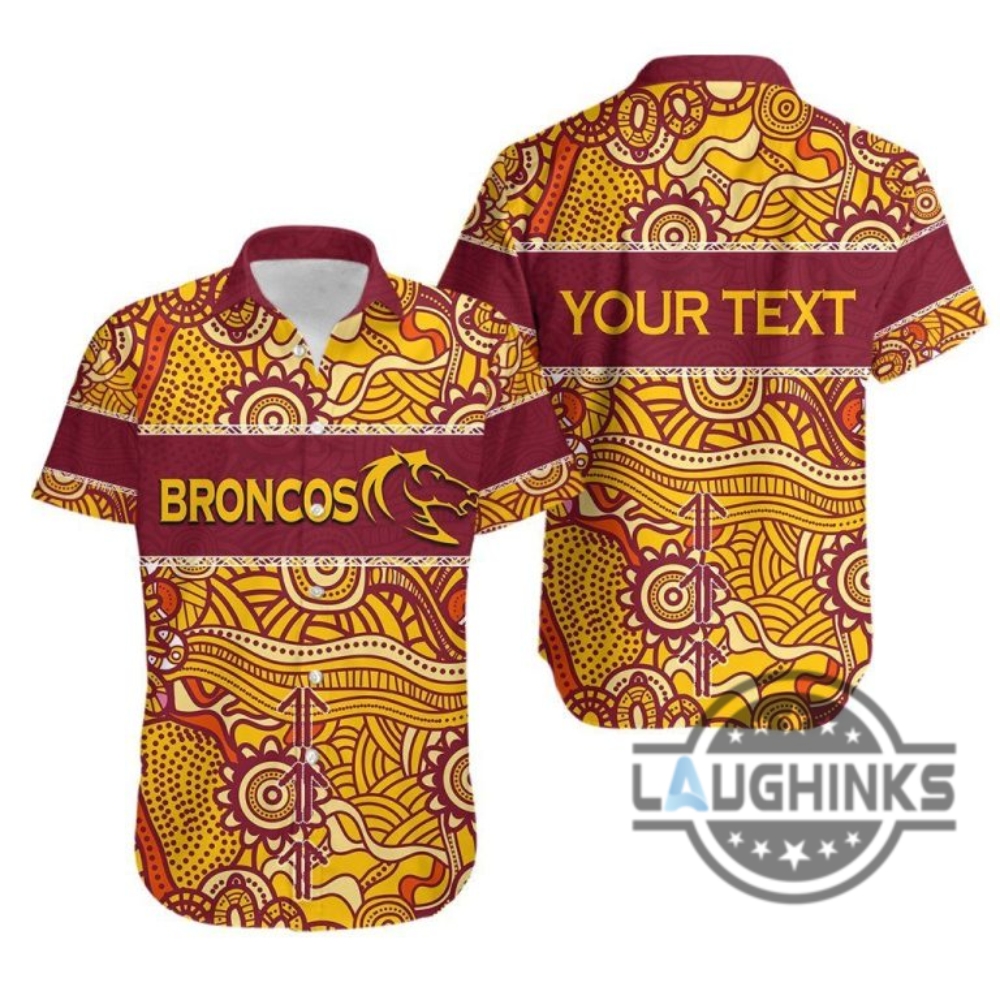 Custom Name Nrl Brisbane Broncos Aboriginal Pattern Hawaiian Shirt And Shorts