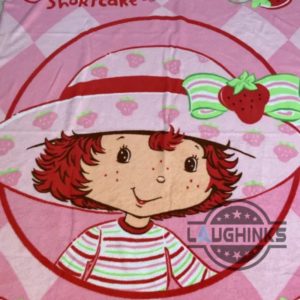 vintage 2003 strawberry shortcake fleece throw blanket pink reprinted