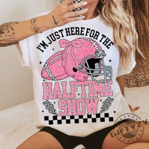 Just Here For The Halftime Show Retro Checkered Football Gift giftyzy 2