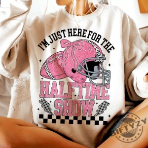 Just Here For The Halftime Show Retro Checkered Football Gift giftyzy 5