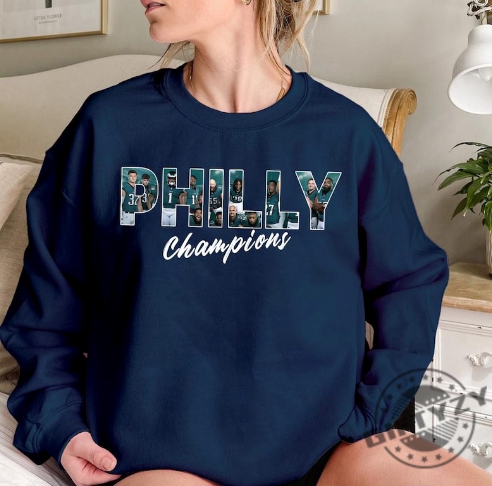 Philadelphia Football Champions Players Typo Shirt giftyzy 1