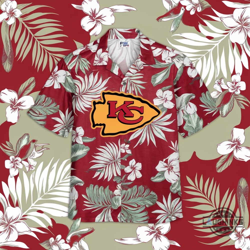 summer kc chiefs red hawaiian shirt