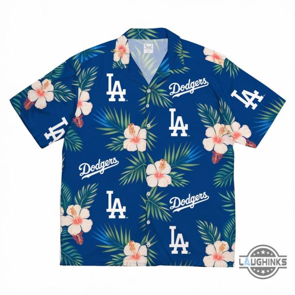 blue hibiscus la dodgers hawaiian shirt