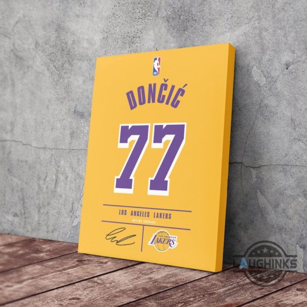 luka doncic 77 jersey los angeles lakers nba wall art