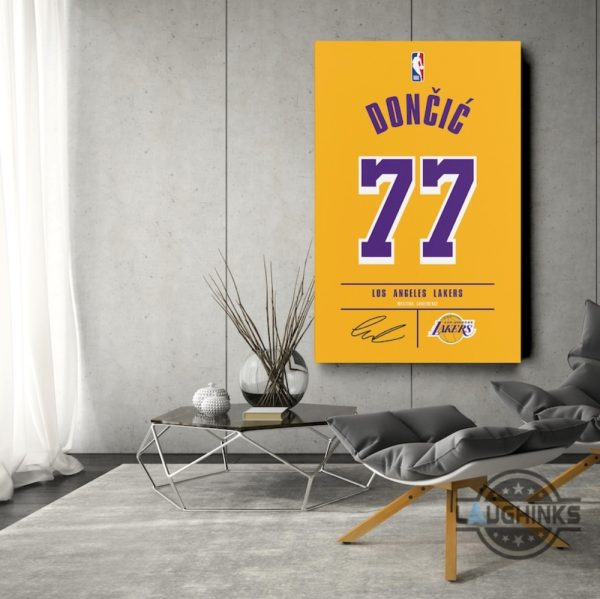 luka doncic 77 jersey los angeles lakers nba wall art