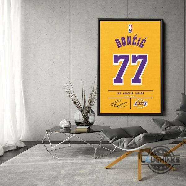 luka doncic 77 jersey los angeles lakers nba wall art