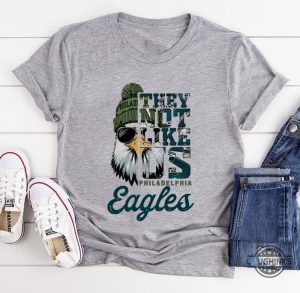 philadelphia eagles wearing beanie they not like us shirt