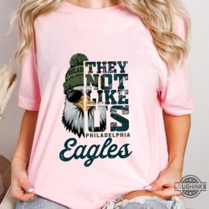 philadelphia eagles wearing beanie they not like us shirt