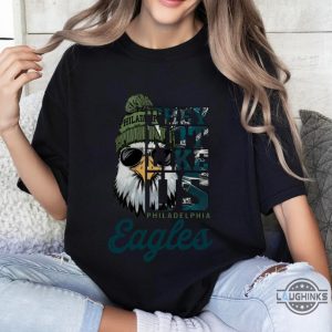 philadelphia eagles wearing beanie they not like us shirt