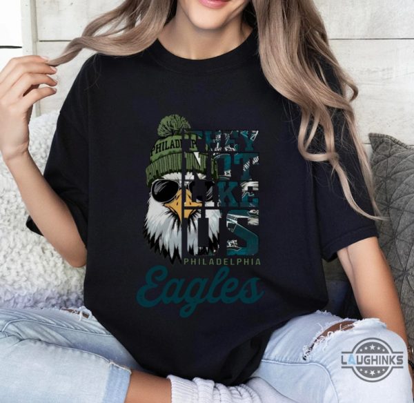 philadelphia eagles wearing beanie they not like us shirt