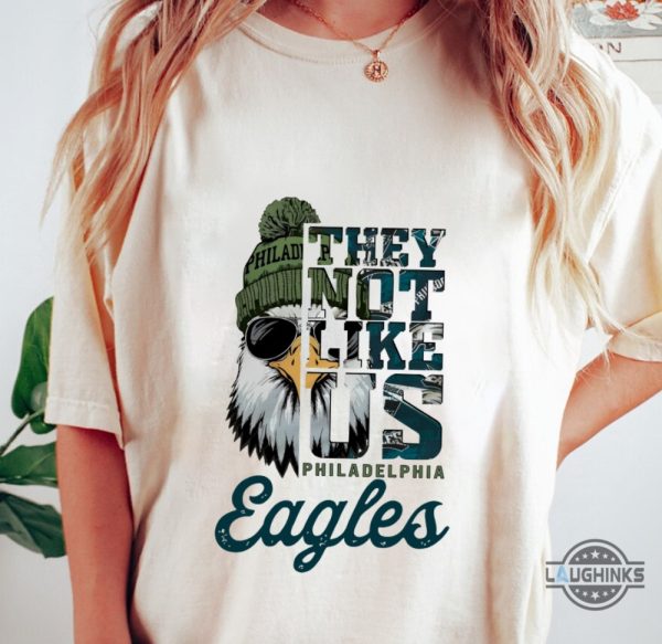 philadelphia eagles wearing beanie they not like us shirt