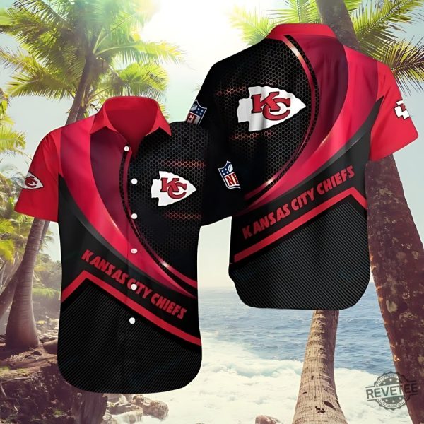 Kansas City Chiefs Dynamic Hex Hawaiian Shirt Game Day Gift For Mens Womens Button Up Aloha Shirts Unique revetee 1 1
