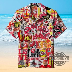 kc chiefs collage hawaiian shirt and shorts