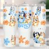 bluey couple flowers stanley tumbler cup dupe 40oz