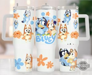 bluey couple flowers stanley tumbler cup dupe 40oz