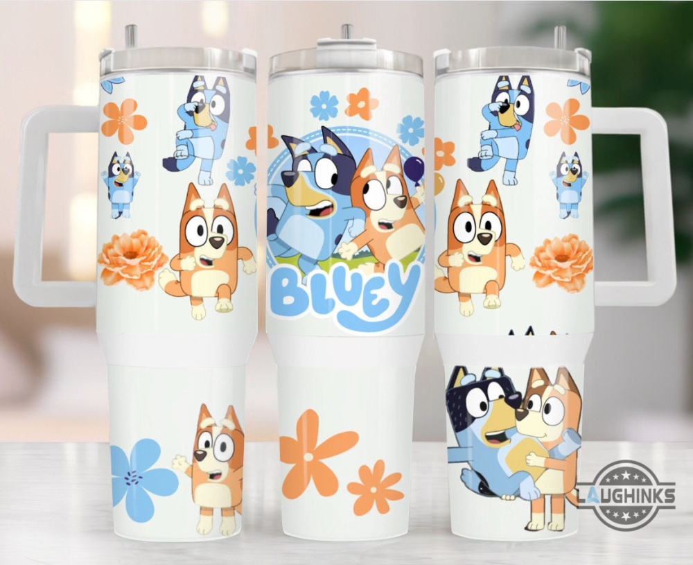 Bluey Couple Flowers Stanley Tumbler Cup Dupe 40Oz