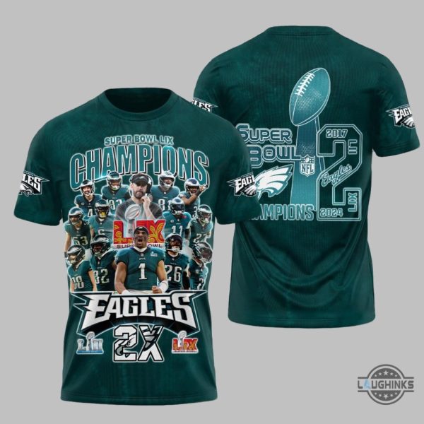 philadelphia eagles 2x super bowl champions lix shirt