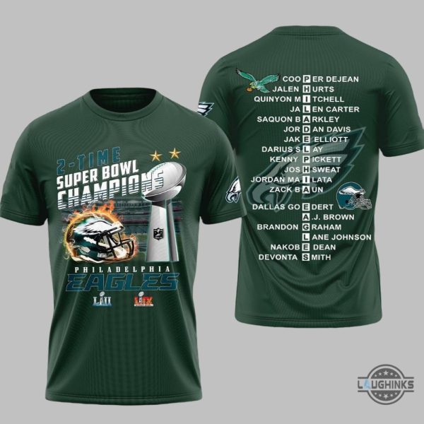 philadelphia eagles 2 time superbowl champions shirt 2025