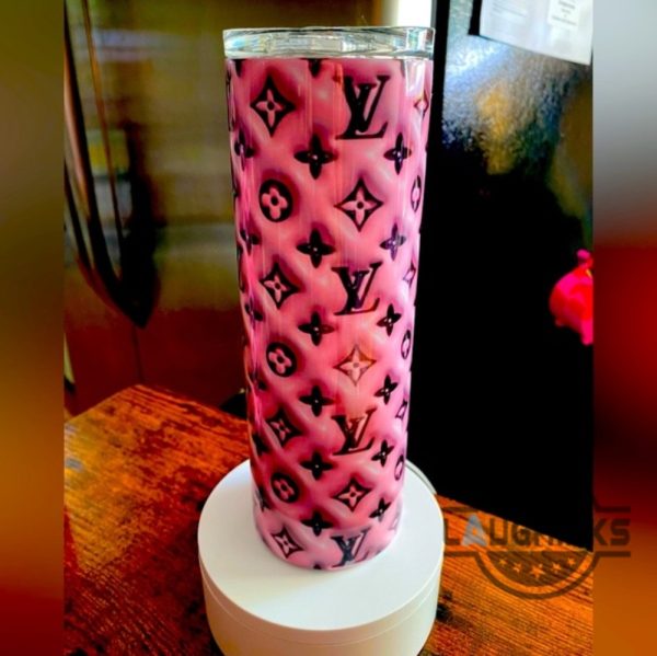 pink and black 3d puffy lv 20 oz skinny tumbler