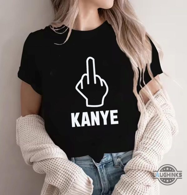 kayne west new tshirt middle finger