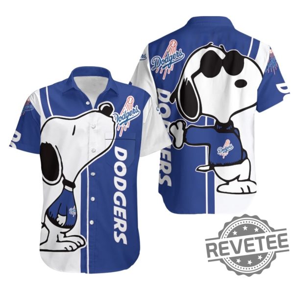 Los Angeles Dodgers Snoopy Lover Hawaiian Shirt Button Up Aloha Shirts Tee Gift For Fan Men Women Unique revetee 1 1