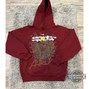 maroon spider hoodie and sweatpants replica