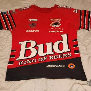 nascar graphic tee replica dale earnhardt jr bud king of beers aop 1999 shirt