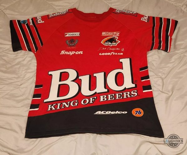 nascar graphic tee replica dale earnhardt jr bud king of beers aop 1999 shirt