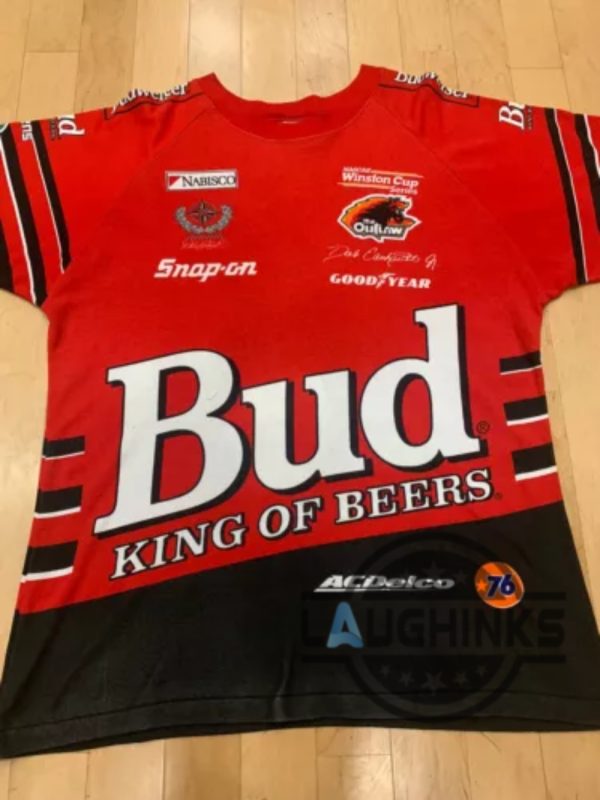 nascar graphic tee replica dale earnhardt jr bud king of beers aop 1999 shirt