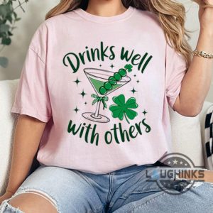 martini cocktail lucky drinks well with others st patricks day shirt