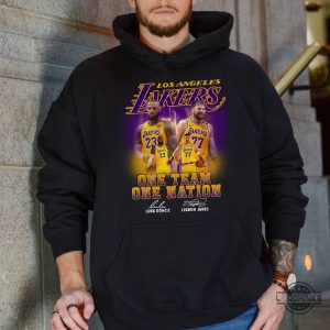 los angeles lakers bron and luka one team one nation shirt