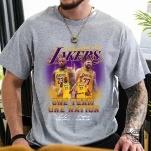 los angeles lakers bron and luka one team one nation shirt