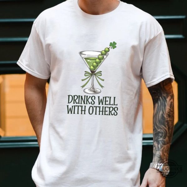 martini cocktail lucky shirt drinks well with others st patricks day shirt