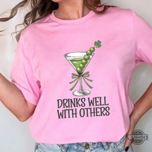 martini cocktail lucky shirt drinks well with others st patricks day shirt