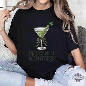 martini cocktail lucky shirt drinks well with others st patricks day shirt