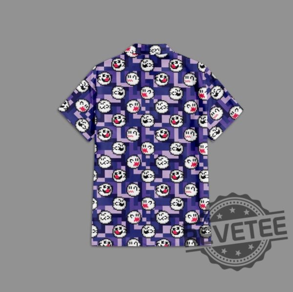 Super Mario Mario Boo Pixel Art Halloween Hawaiian Shirt Button Up Aloha Shirts Unique revetee 1 1