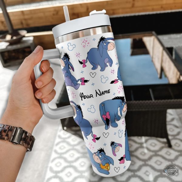 custom name eeyore 40oz tumbler with handle and straw