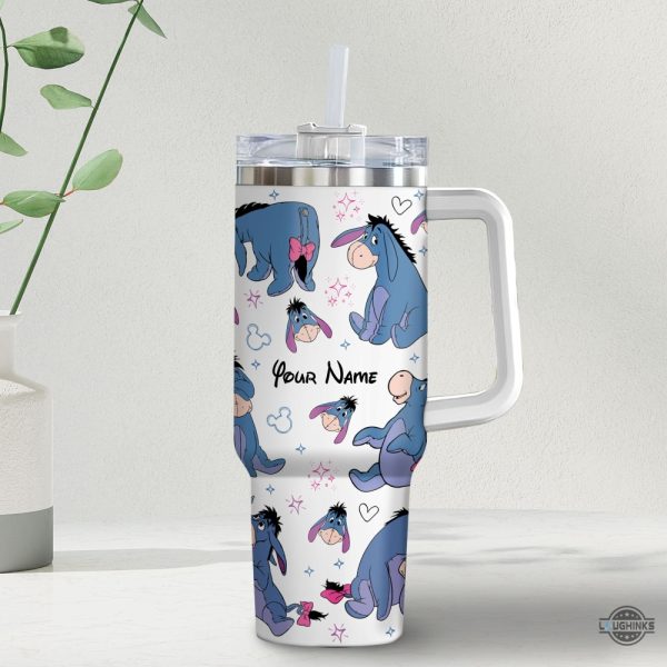 custom name eeyore 40oz tumbler with handle and straw