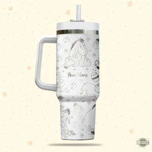 custom name eeyore engraved 40oz tumbler with handle and straw