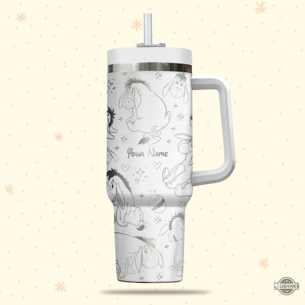 custom name eeyore engraved 40oz tumbler with handle and straw