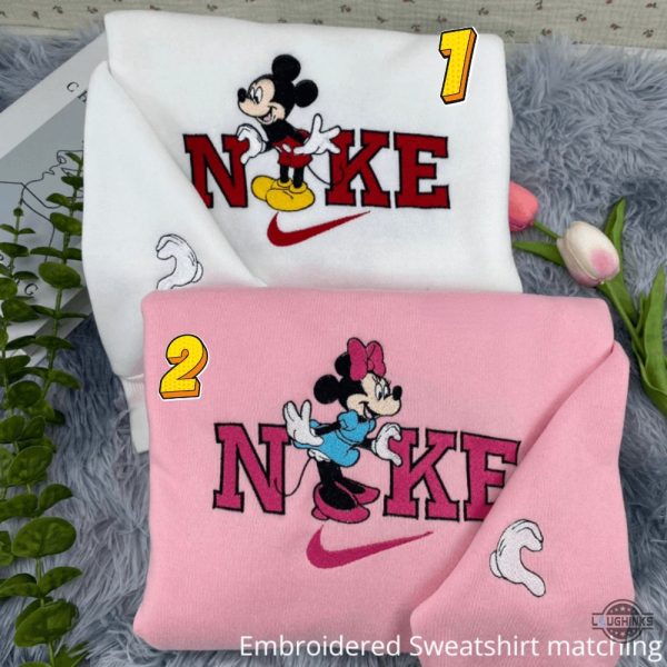 mickey and minnie mouse nike embroidered matching shirts