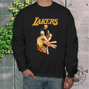 One Piece Luffy Mashup Los Angeles Lakers Basketball Trendy Shirt giftyzy 3